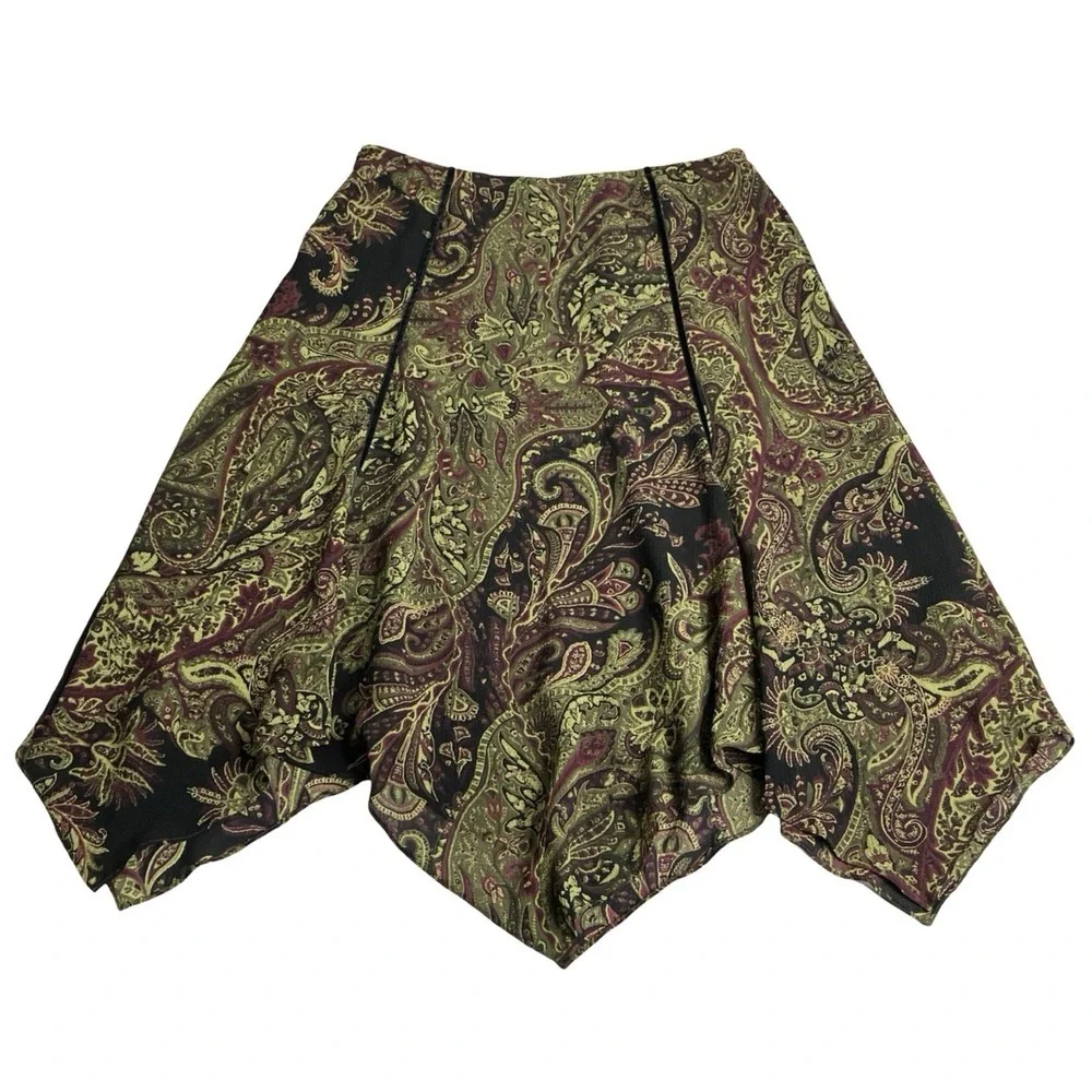 Y2K Studio Liz Claiborne Midi Skirt Petite 10 Paisley Asymmetric Fairy Grunge